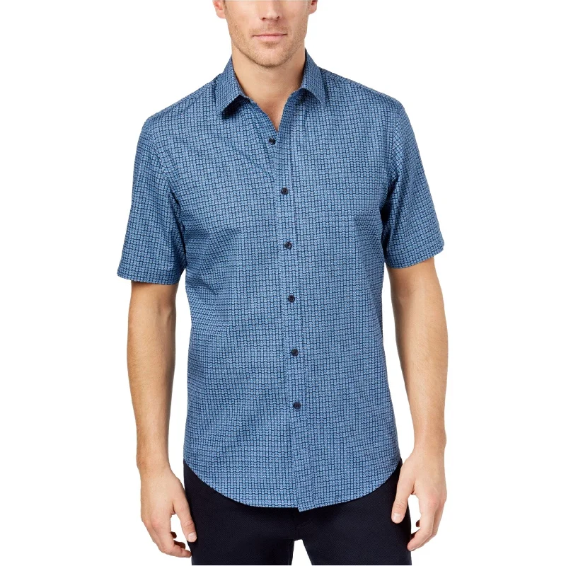 Club Room Mens Pineapple Button Up Shirt, Blue, Small