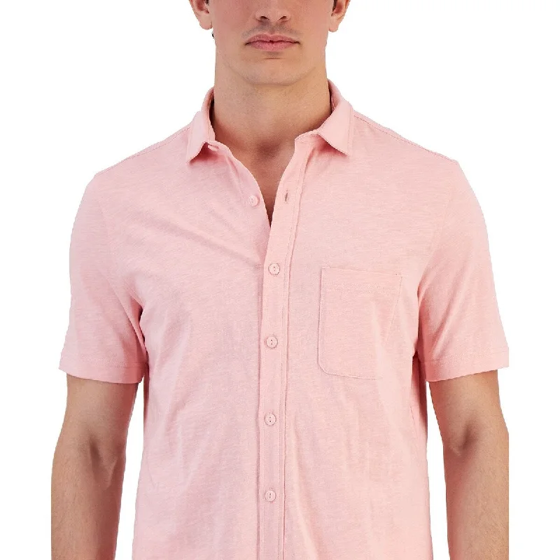 Club Room Men's Regular Fit Textured Knit Shirt Pink Size Xx-Large