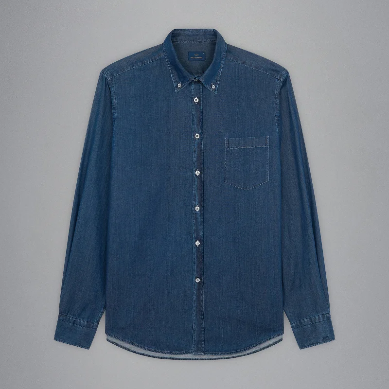 Dark Blue Denim Chambray Cotton Casual Shirt - Paul & Shark