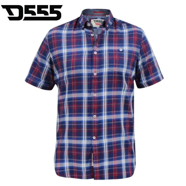 Duke Portland S/S Blue & Red Check Shirt Blue