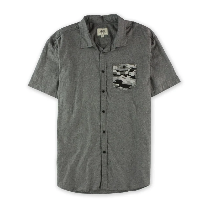 Ecko Unltd. Mens Woven Camo Pocket Button Up Shirt, Grey, X-Small