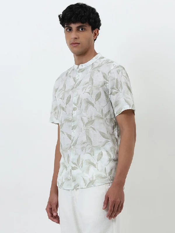 ETA Sage Leaf Printed Resort-Fit Cotton Shirt