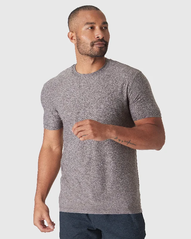 Heather Cocoa Active Crew Neck Tee