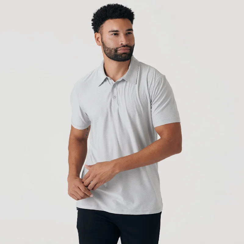 Heather Light Gray Active Short Sleeve Polo