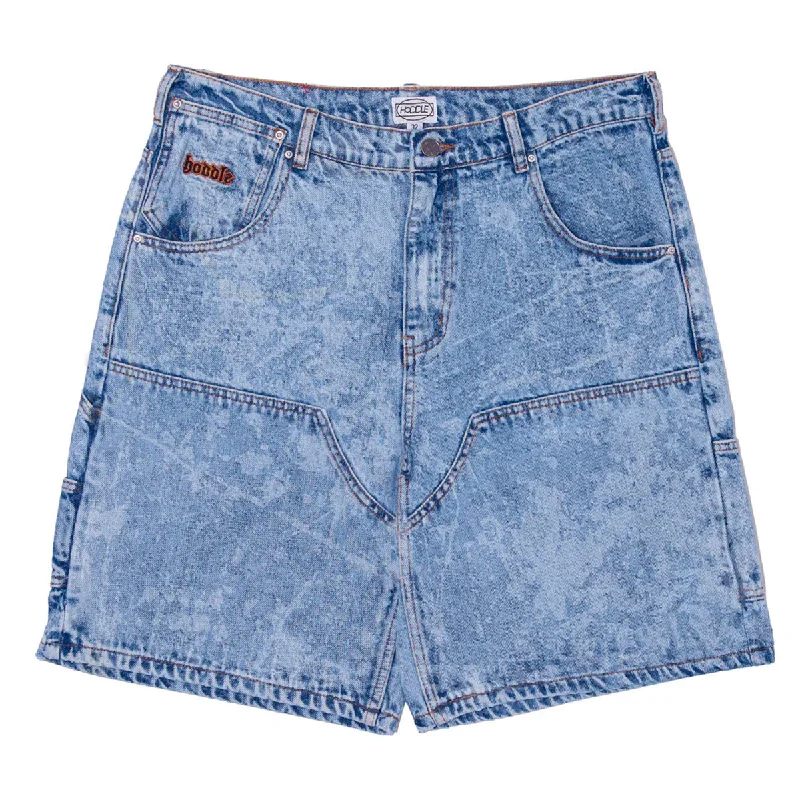 Hoddle - Carpenter Heart Jean Shorts Laser Paint Splatter Light Wash