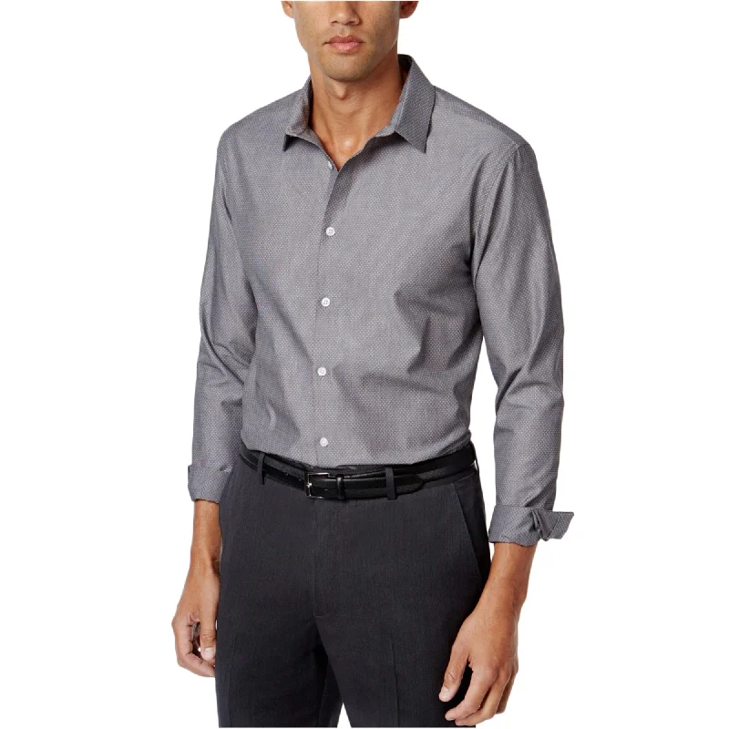 I-N-C Mens If Dot Button Up Shirt, Grey, X-Large