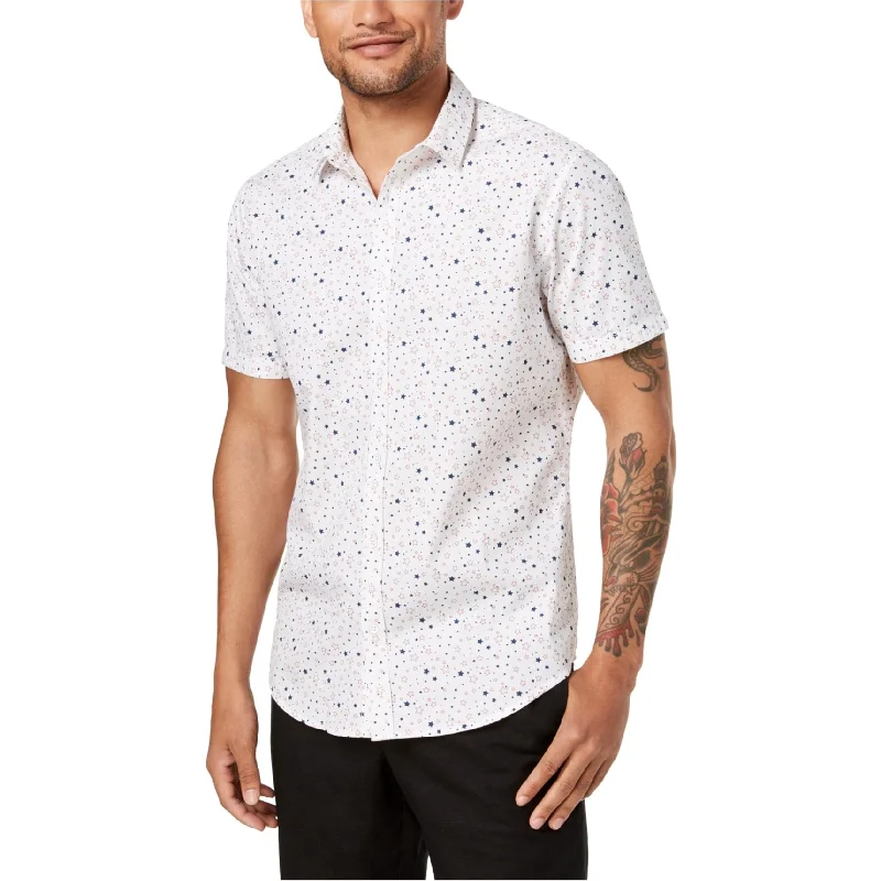 I-N-C Mens Printed Button Up Shirt