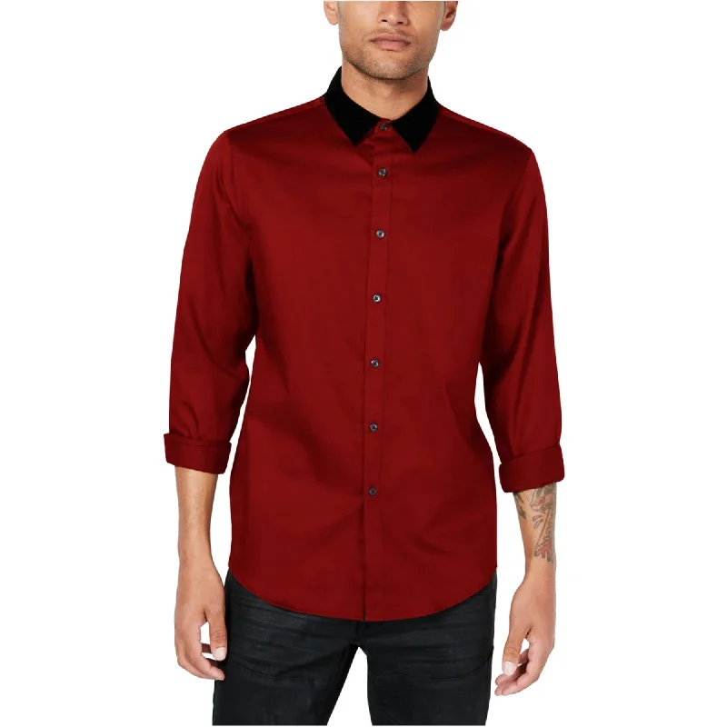 I-N-C Mens Velvet Collar Button Up Shirt