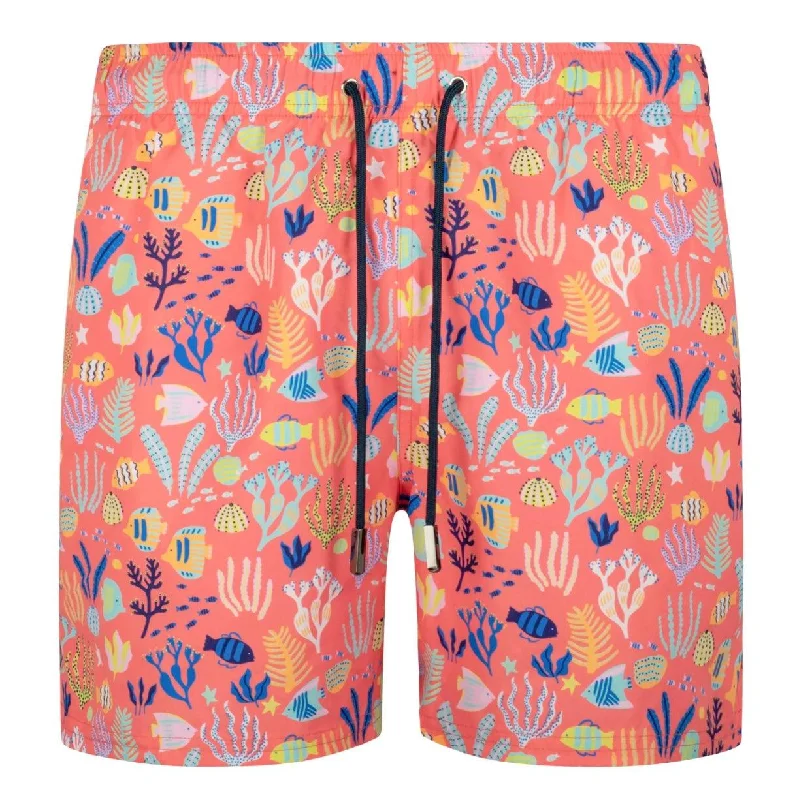 James Cromwell Mens Sealife Swimshorts - Coral