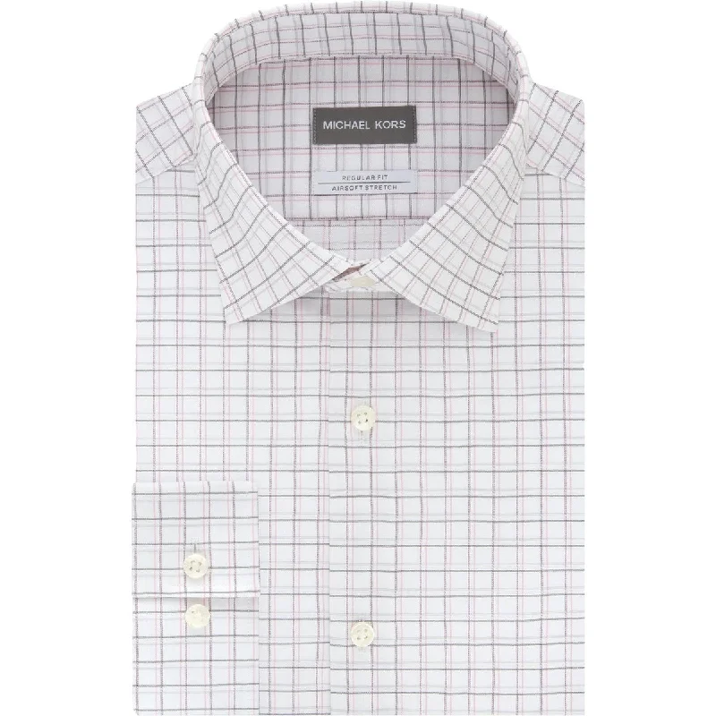 Michael Kors Men's Plaid Regular Fit Button Down Shirt Brick-white Size 2XL