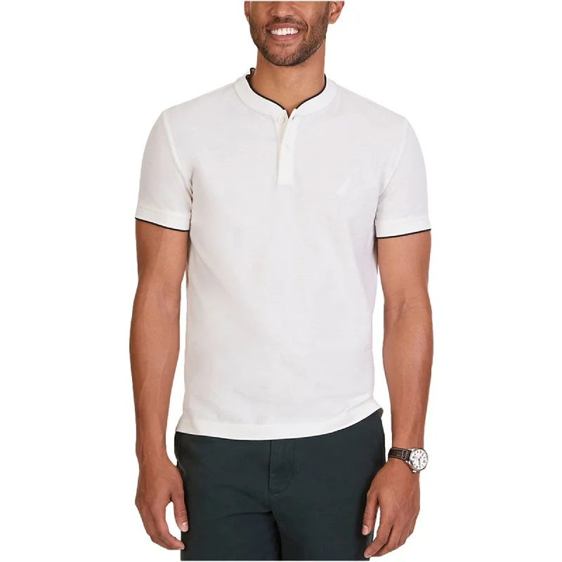 Nautica Mens Slim-Fit SS Henley Shirt, Off-White, X-Large