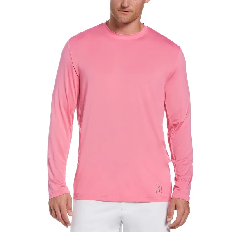 PGA Tour Men's Mixed Media Sun Protection Golf Shirt Pink Size Small