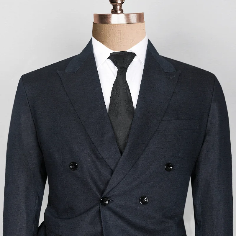 Presidential Navy Double-Breasted Linen Performance Blazer