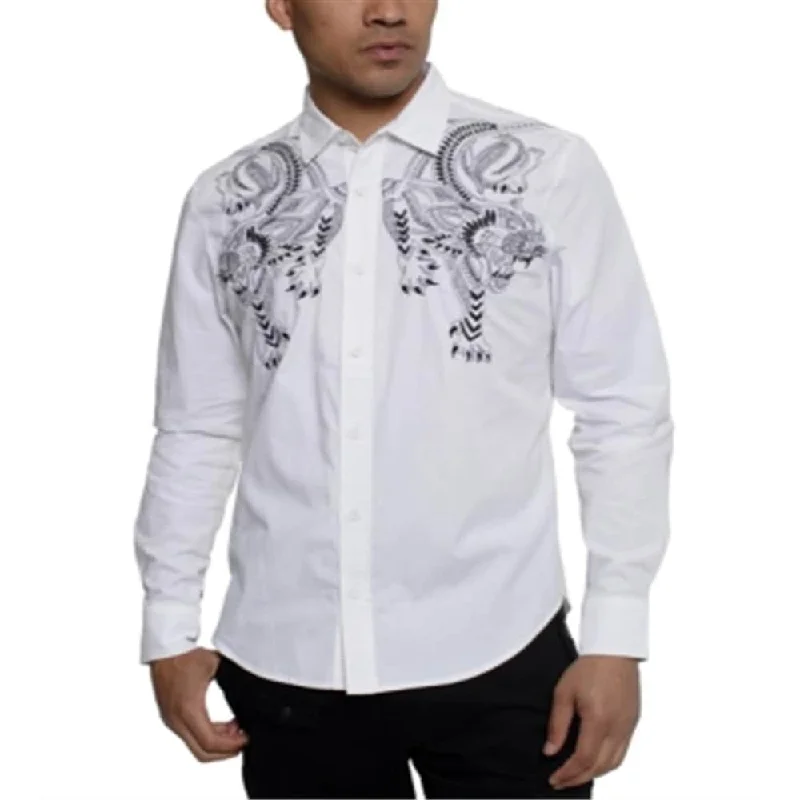 Sean John Men's Embroidered Tiger Shirt Black Size XXX-Large