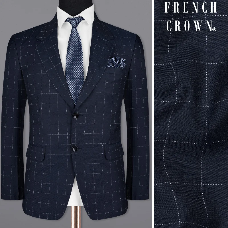 Shark Blue windowpane Wool Rich Blazer