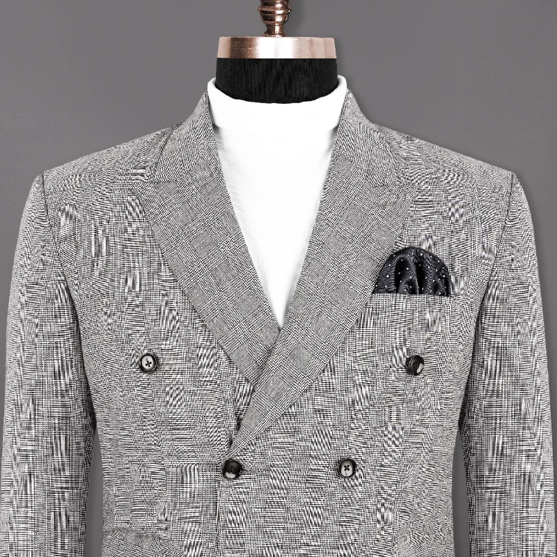 Star Dust Gray Plaid Premium Cotton Double Breasted Sports Blazer