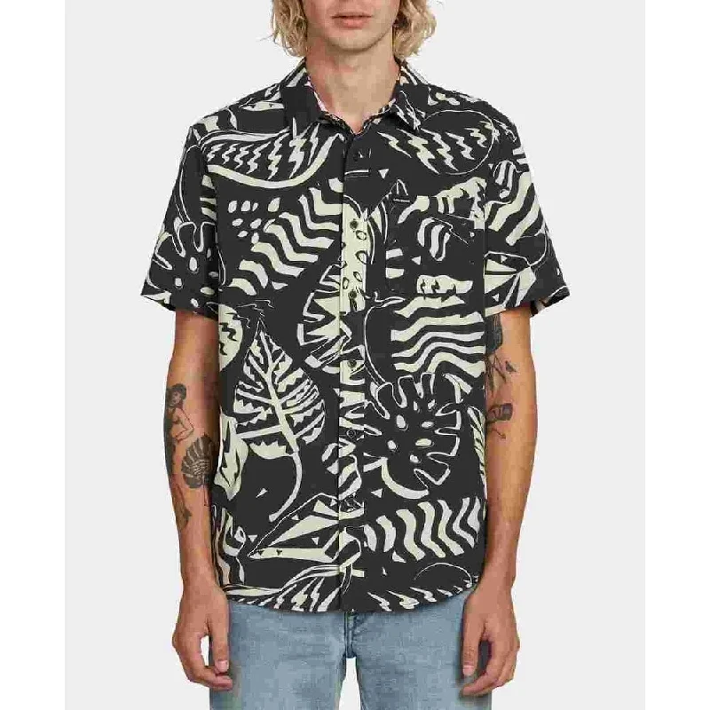 Volcom Men's Scrap Floral Woven Shirt Black Size Small