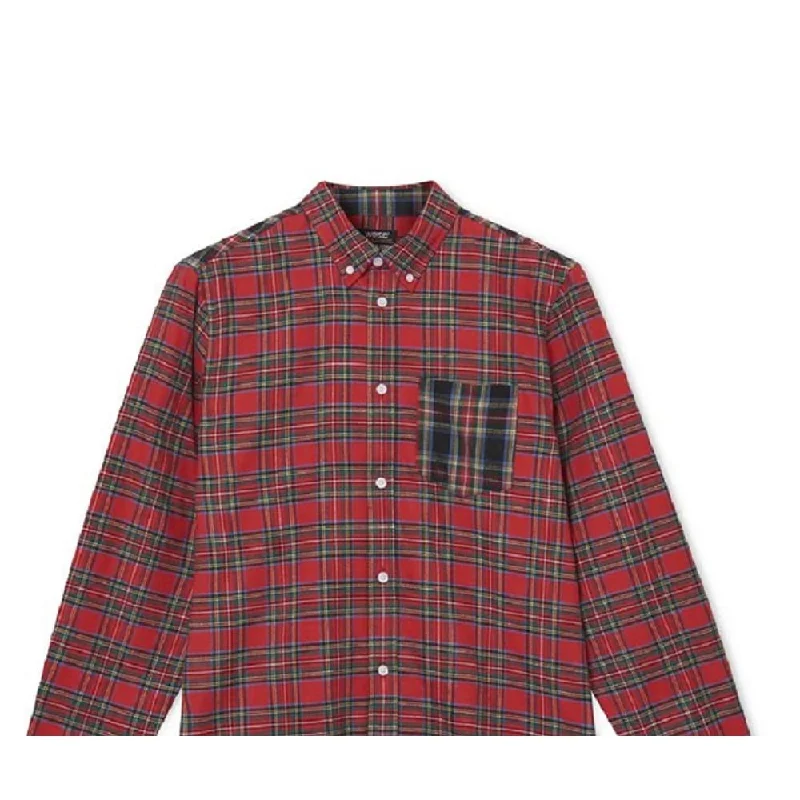 Wesc Men's Olavi Long Sleeve Tartan Shirt Red Size X-Large