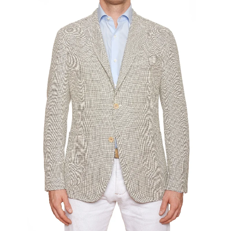 BOGLIOLI "K. Jacket" Beige Jacquard Silk-Cotton Unlined Jacket EU 46 NEW US 36