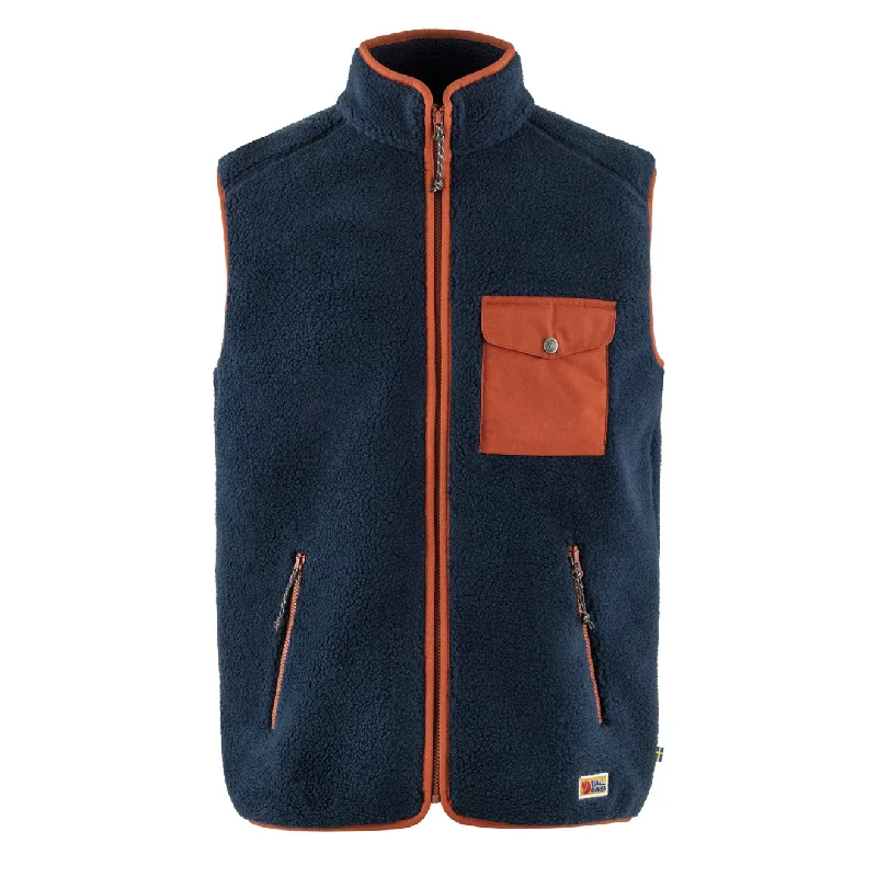 Fjallraven Vardag Pile Fleece Vest Navy / Autumn Leaf