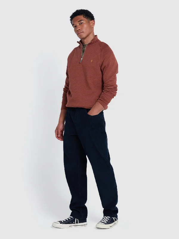 Jim Quarter Zip Sweatshirt In Dark Teak