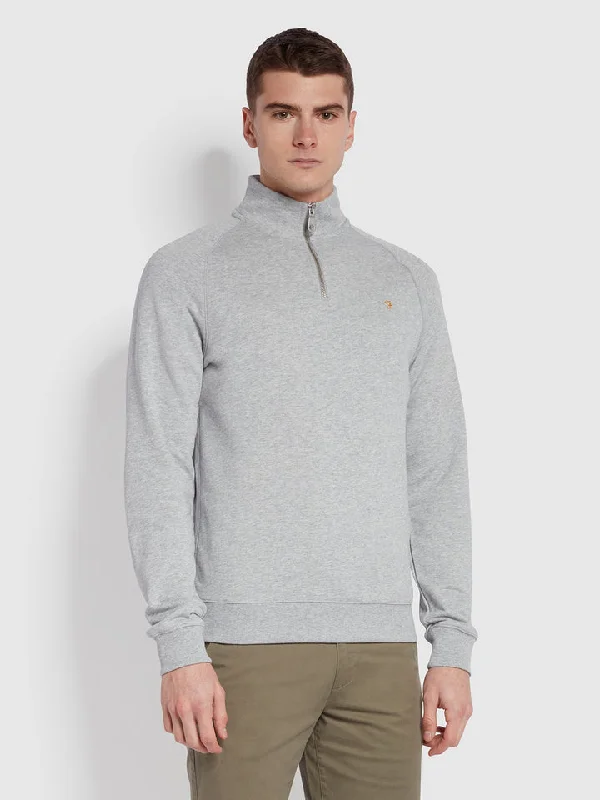 Jim Quarter Zip Sweatshirt In Light Grey Marl