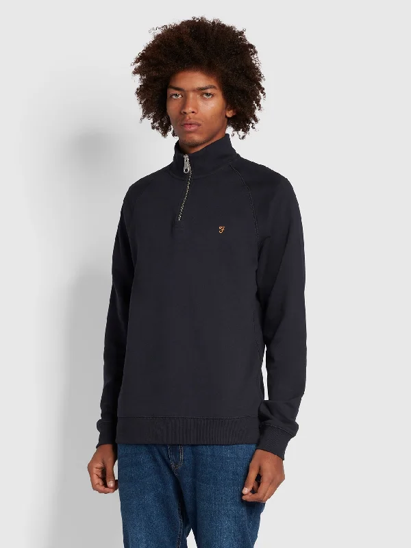 Jim Quarter Zip Sweatshirt In True Navy