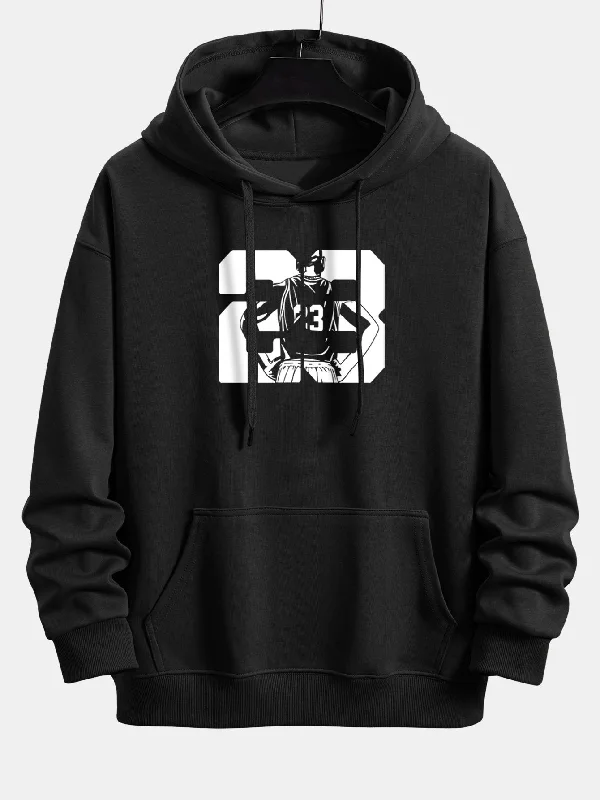 Number 23 Print Relax Fit Hoodie