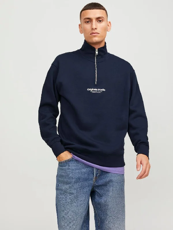 Text Zip Sweatshirt in Sky Captain