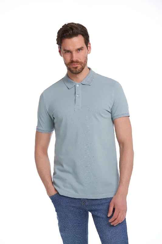 Regular Fit Blue Cotton Polo T-Shirt