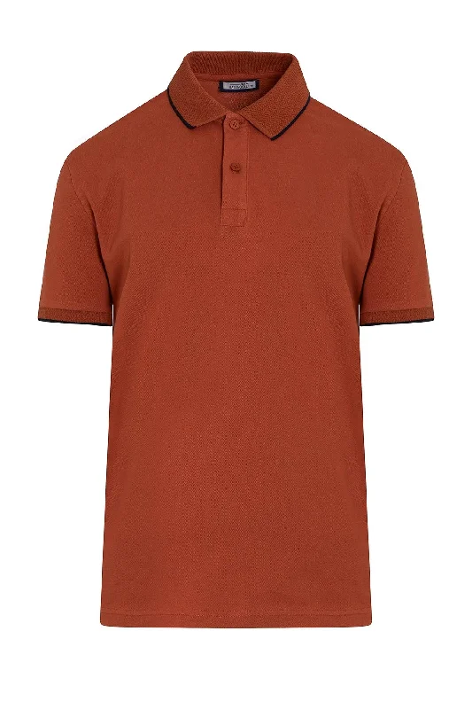 Regular Fit Cotton Blend Brick Polo T-Shirt