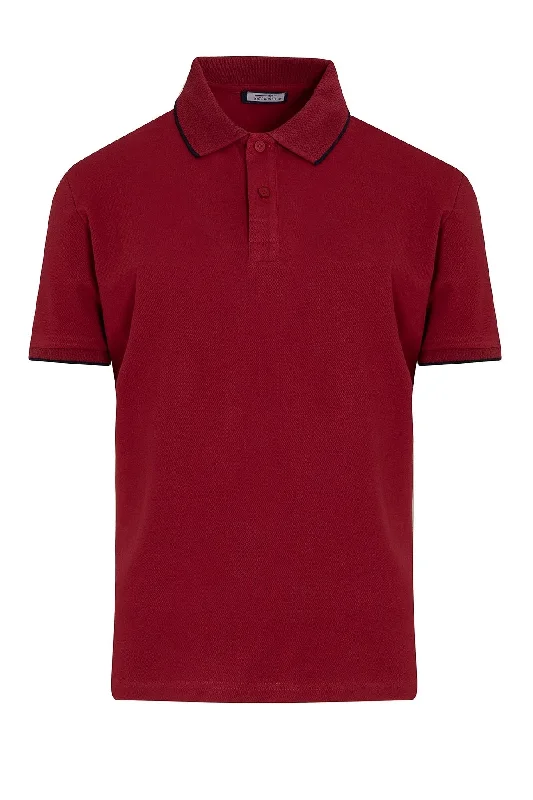 Regular Fit Cotton Blend Burgundy Polo T-Shirt