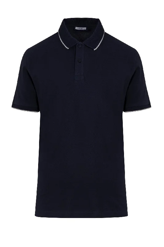 Regular Fit Cotton Blend Navy Polo T-Shirt