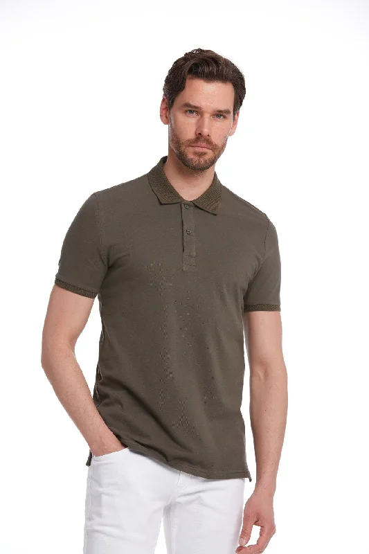 Regular Fit Khaki Basic Cotton Polo T-Shirt