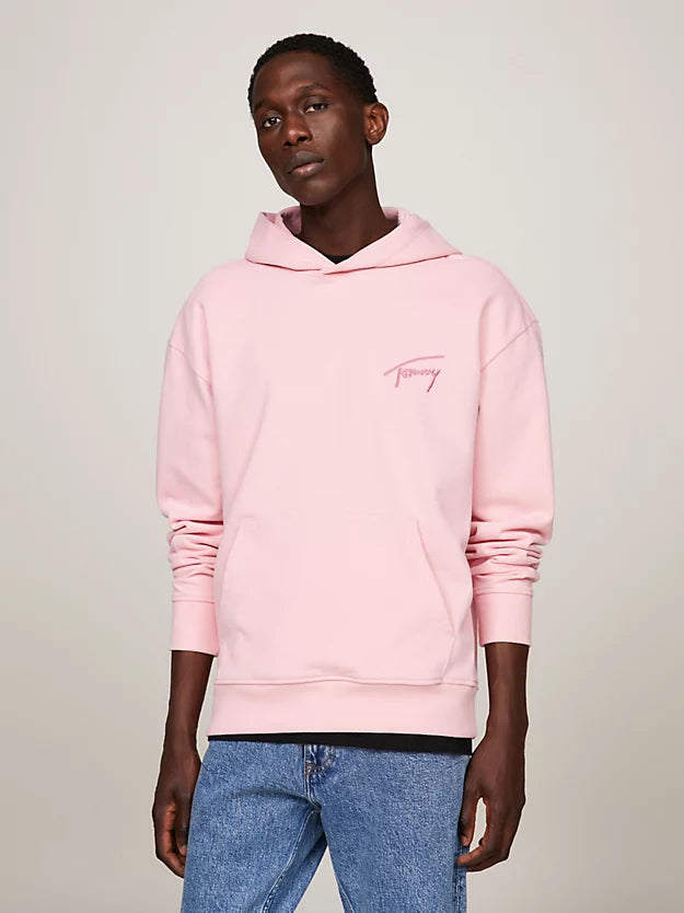 Signature Logo Relaxed Hoody in Ballet Pink