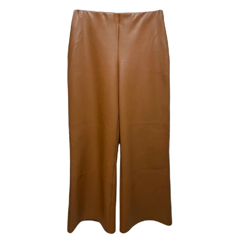 Faux Leather Flared Cropped Trousers By Joseph Ribkoff In Nutmeg, Size: 6