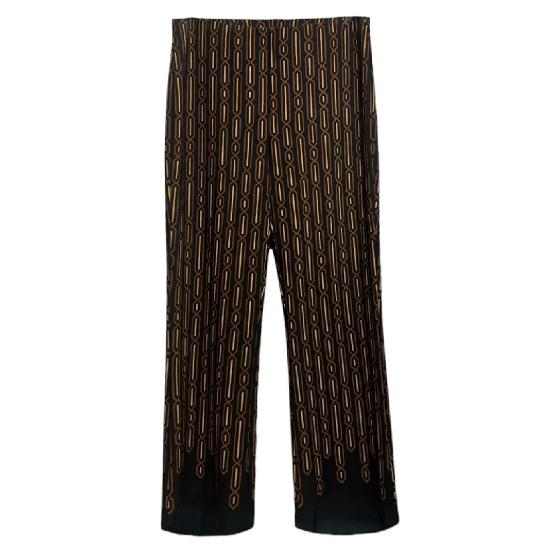 Silky Knit Geometric Print Cropped Flared Trousers By Joseph Ribkoff In Black/Multi, Size: 10