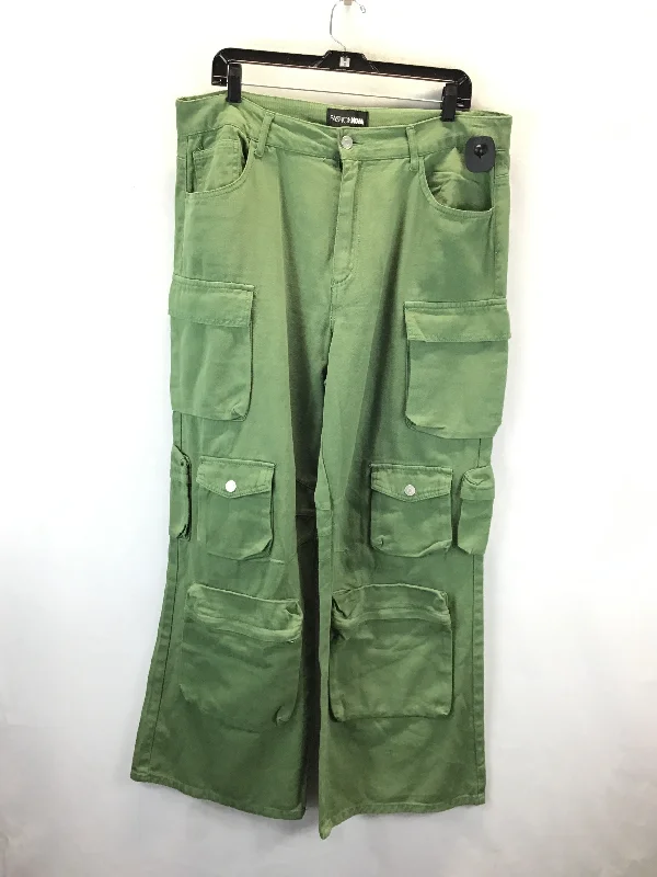 Pants Cargo & Utility By Fashion Nova In Green Denim, Size: 16