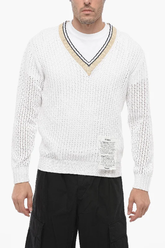 Ballantyne V-neckline Openwork Sweater