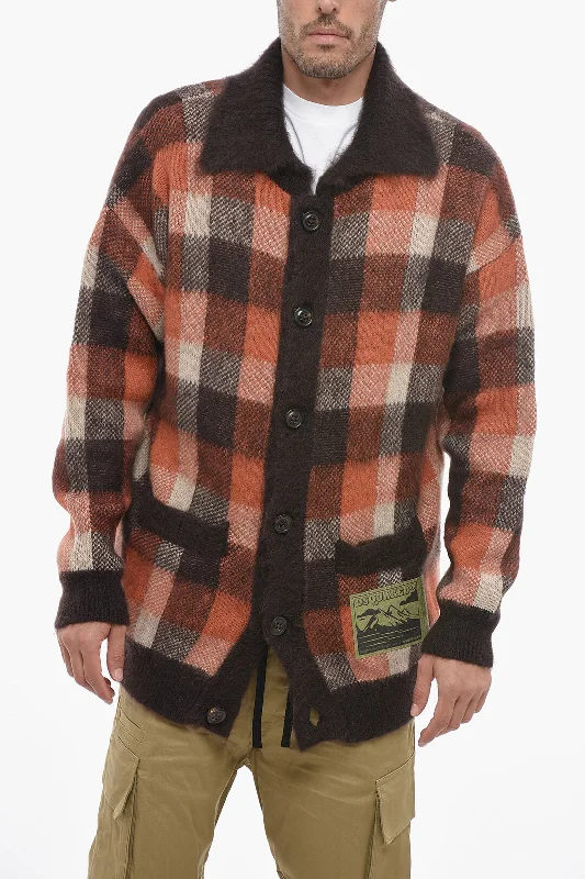 Dsquared2 Wool Oversized Cardigan with Check Pattern