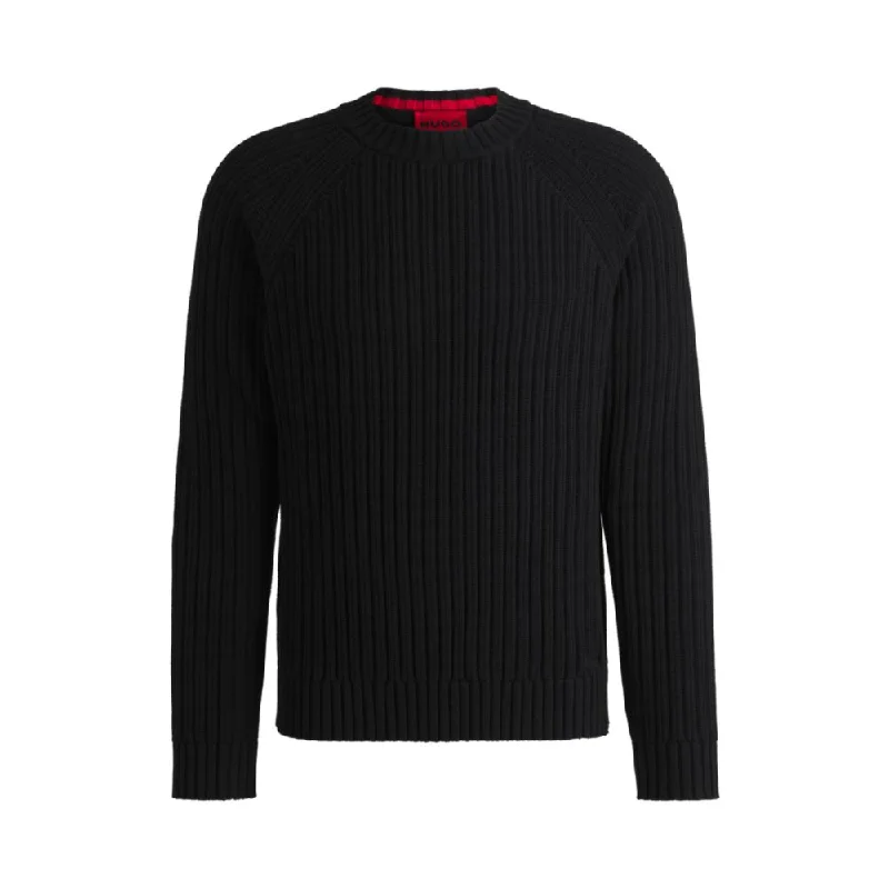 Regular-fit sweater in ribbed cotton