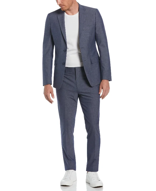 Skinny Fit Blue Notch Lapel Iridescent Suit