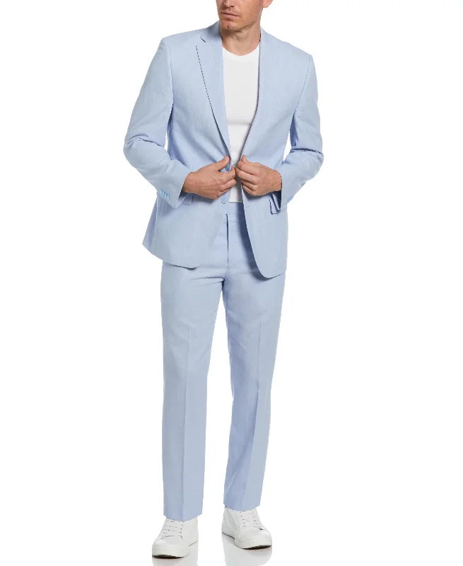 Slim Fit Light Blue Linen Blend Suit