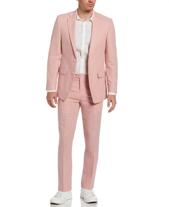 Slim Fit Light Pink Linen Blend Suit