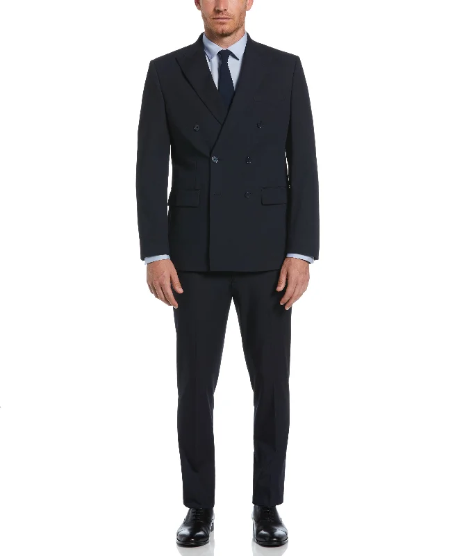 Slim Fit Navy Double Breasted Peak Lapel Suit