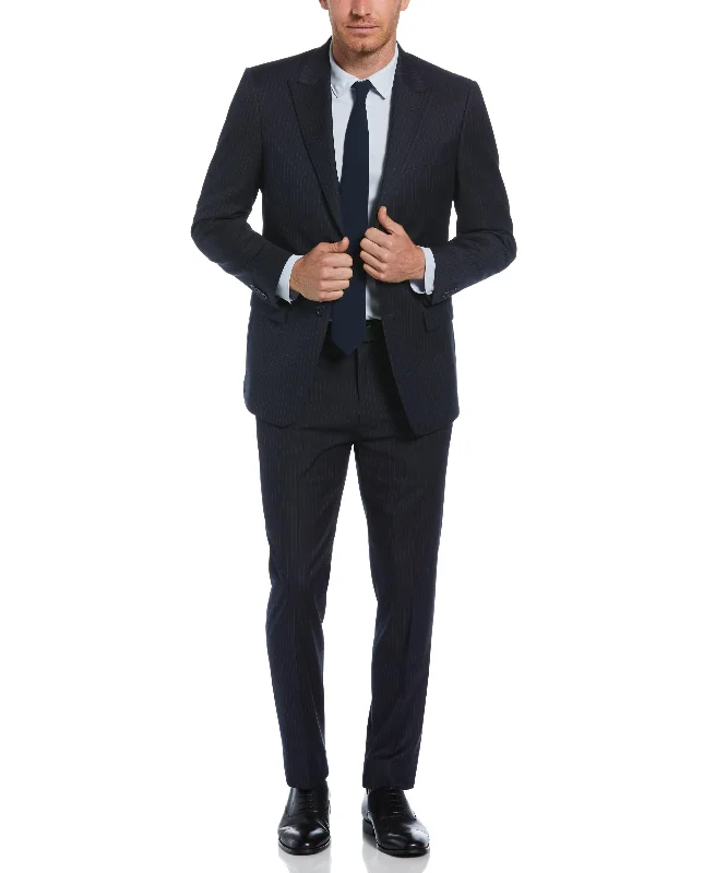 Slim Fit Navy Pinstripe Peak Lapel Suit