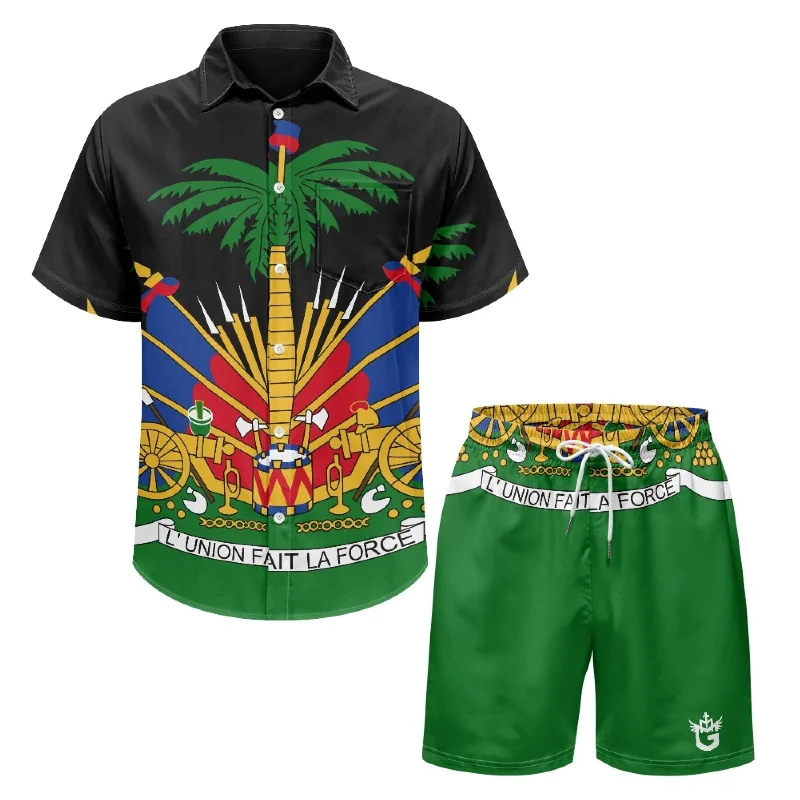 TMMG HAITI HAITIAN FLAG BLACK CABANA MEN'S SET