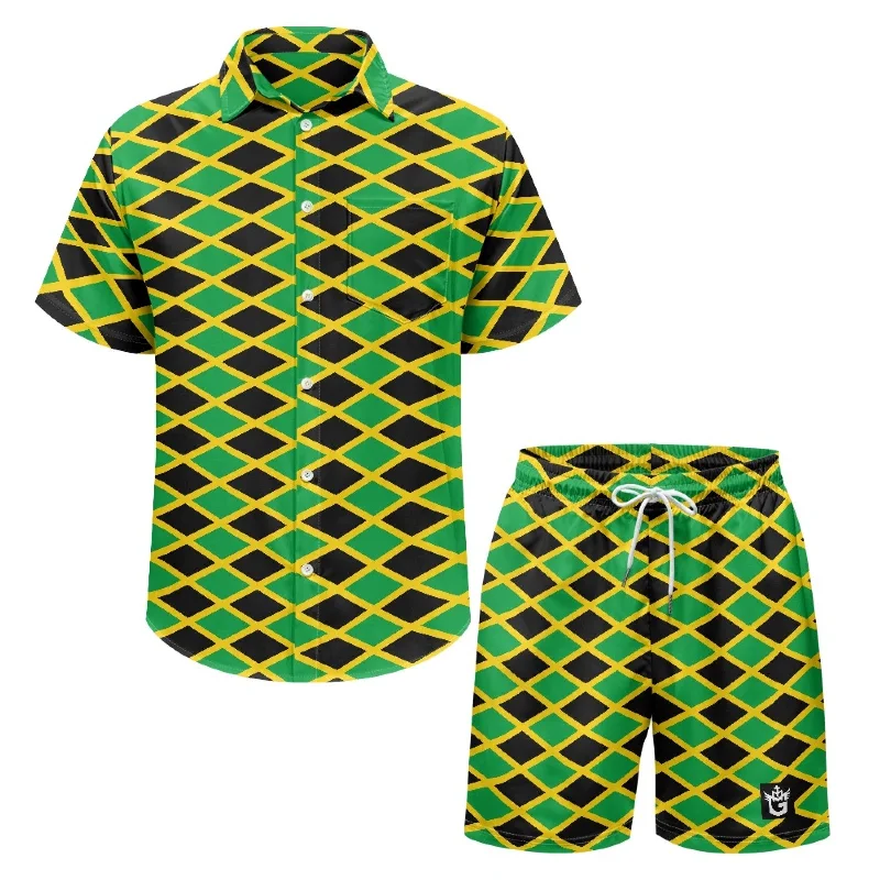 TMMG HAITI JAMAICAN FLAG ALL OVER PRINT MEN'S CABANA SET