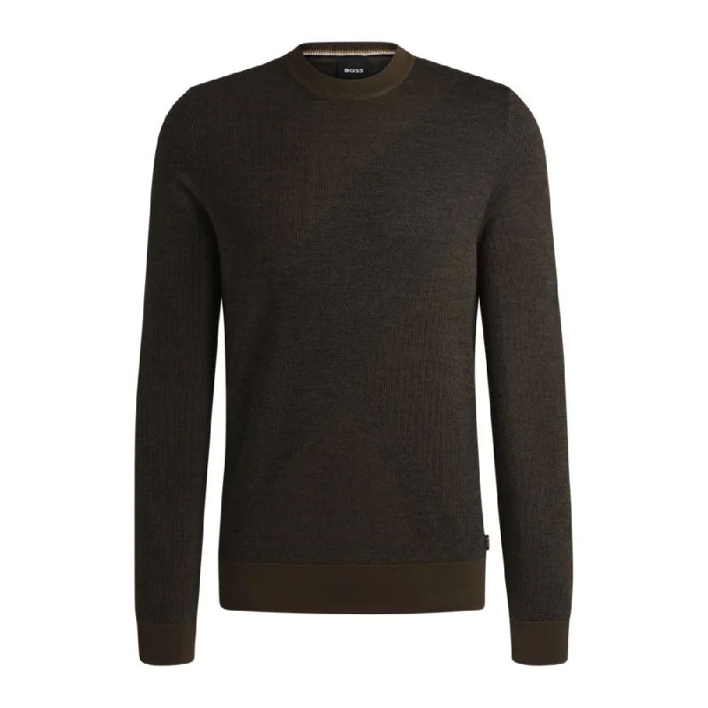 Virgin-wool sweater with two-tone jacquard pattern