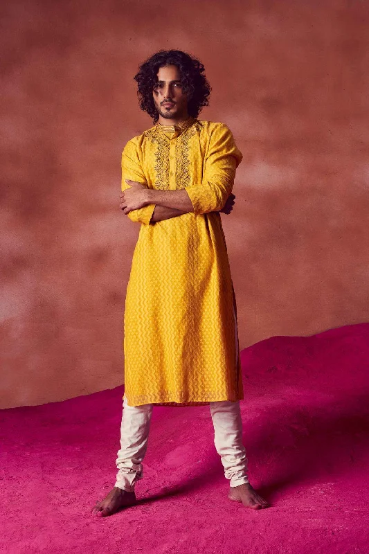 Yellow Kurta With Churidar